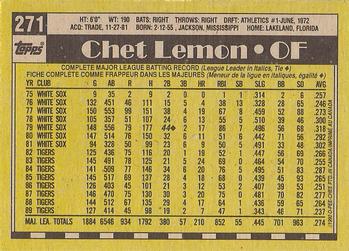 1990 O-Pee-Chee #271 Chet Lemon Back