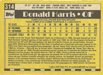 1990 O-Pee-Chee #314 Donald Harris Back