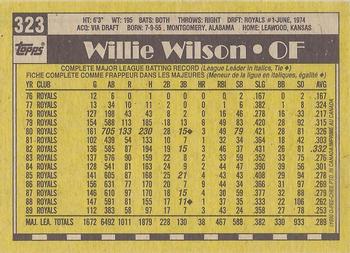 1990 O-Pee-Chee #323 Willie Wilson Back