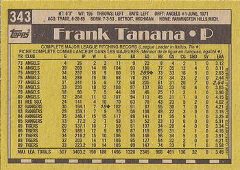 1990 O-Pee-Chee #343 Frank Tanana Back