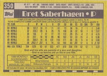 1990 O-Pee-Chee #350 Bret Saberhagen Back