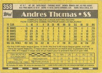 1990 O-Pee-Chee #358 Andres Thomas Back
