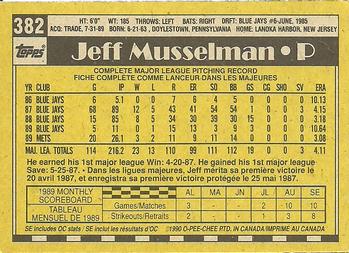 1990 O-Pee-Chee #382 Jeff Musselman Back