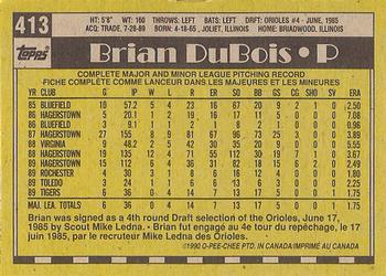 1990 O-Pee-Chee #413 Brian DuBois Back