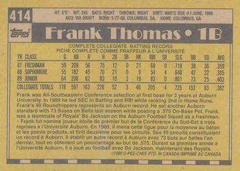 1990 O-Pee-Chee #414 Frank Thomas  Back
