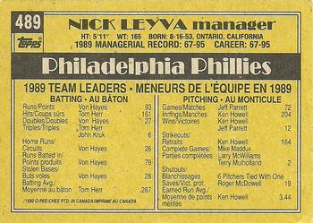 1990 O-Pee-Chee #489 Nick Leyva Back