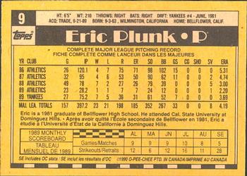 1990 O-Pee-Chee #9 Eric Plunk Back