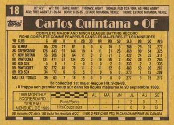 1990 O-Pee-Chee #18 Carlos Quintana Back