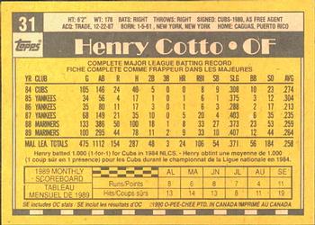1990 O-Pee-Chee #31 Henry Cotto Back