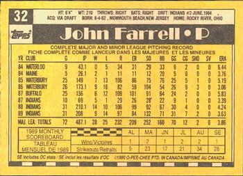 1990 O-Pee-Chee #32 John Farrell Back