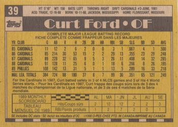 1990 O-Pee-Chee #39 Curt Ford Back