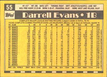 1990 O-Pee-Chee #55 Darrell Evans Back