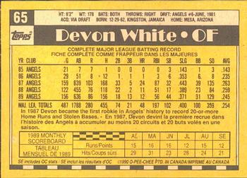 1990 O-Pee-Chee #65 Devon White Back