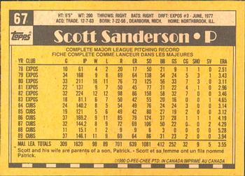 1990 O-Pee-Chee #67 Scott Sanderson Back