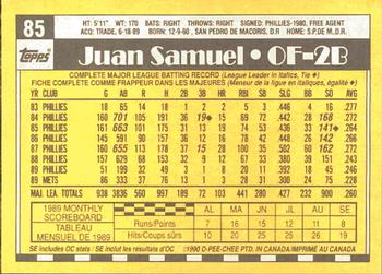 1990 O-Pee-Chee #85 Juan Samuel Back