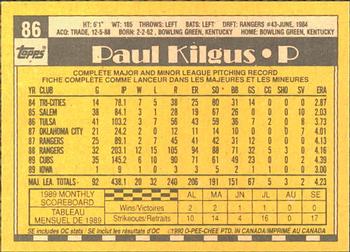 1990 O-Pee-Chee #86 Paul Kilgus Back