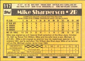 1990 O-Pee-Chee #117 Mike Sharperson Back