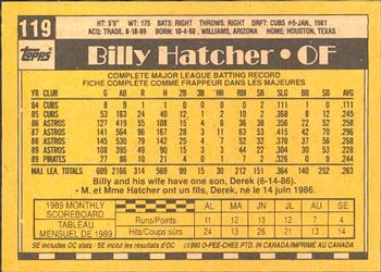 1990 O-Pee-Chee #119 Billy Hatcher Back
