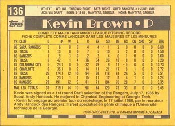 1990 O-Pee-Chee #136 Kevin Brown Back