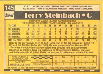 1990 O-Pee-Chee #145 Terry Steinbach Back