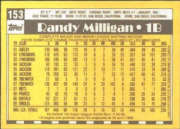 1990 O-Pee-Chee #153 Randy Milligan Back
