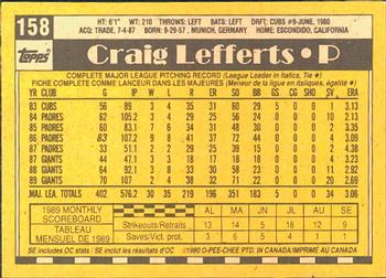 1990 O-Pee-Chee #158 Craig Lefferts Back