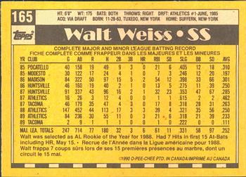 1990 O-Pee-Chee #165 Walt Weiss Back