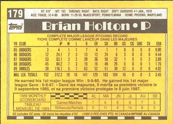 1990 O-Pee-Chee #179 Brian Holton Back