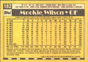 1990 O-Pee-Chee #182 Mookie Wilson Back