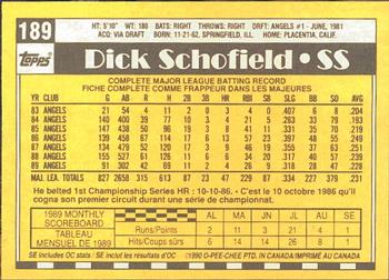 1990 O-Pee-Chee #189 Dick Schofield Back