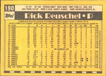 1990 O-Pee-Chee #190 Rick Reuschel Back