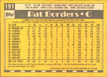 1990 O-Pee-Chee #191 Pat Borders Back