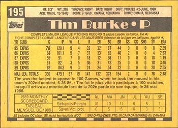1990 O-Pee-Chee #195 Tim Burke Back