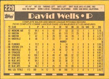 1990 O-Pee-Chee #229 David Wells Back