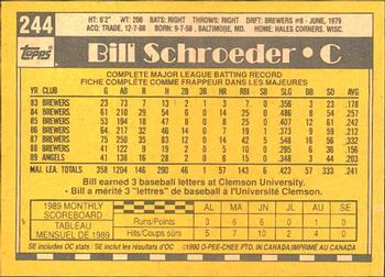 1990 O-Pee-Chee #244 Bill Schroeder Back