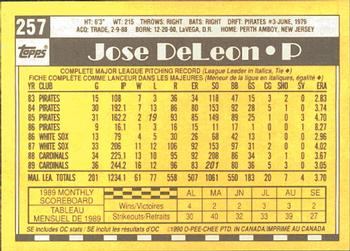 1990 O-Pee-Chee #257 Jose DeLeon Back
