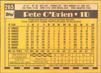 1990 O-Pee-Chee #265 Pete O'Brien Back