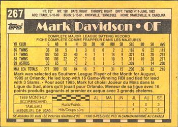 1990 O-Pee-Chee #267 Mark Davidson Back