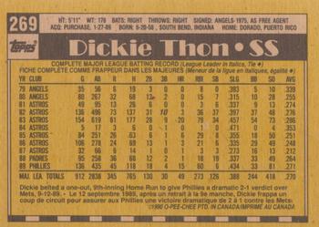 1990 O-Pee-Chee #269 Dickie Thon Back