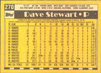1990 O-Pee-Chee #270 Dave Stewart Back