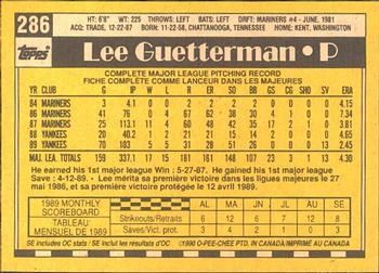 1990 O-Pee-Chee #286 Lee Guetterman Back