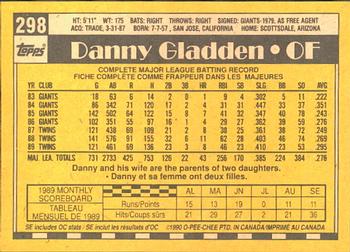 1990 O-Pee-Chee #298 Danny Gladden Back