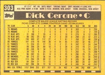 1990 O-Pee-Chee #303 Rick Cerone Back