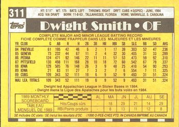 1990 O-Pee-Chee #311 Dwight Smith Back