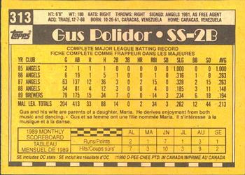 1990 O-Pee-Chee #313 Gus Polidor Back