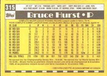 1990 O-Pee-Chee #315 Bruce Hurst Back