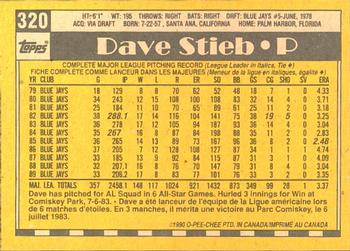 1990 O-Pee-Chee #320 Dave Stieb Back