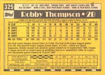 1990 O-Pee-Chee #325 Robby Thompson Back