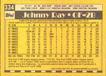 1990 O-Pee-Chee #334 Johnny Ray Back
