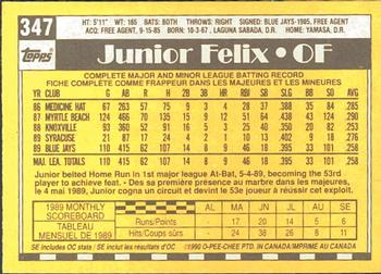 1990 O-Pee-Chee #347 Junior Felix Back